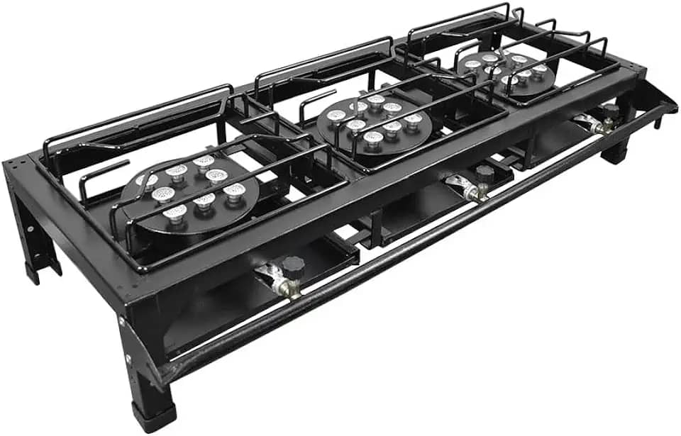 Fogão Semi Industrial 3 Bocas Grande Alta Pressão Preto Roa