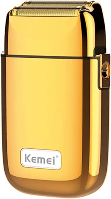 KEMEI Navalhas elétricas para homens, barbeador elétrico profissional sem fio todo de metal, lâminas de titânio de lítio, aparador de barba facial recarregável por USB, dourado (TX1 ouro)
