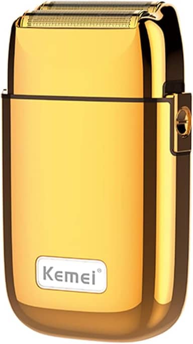 KEMEI Navalhas elétricas para homens, barbeador elétrico profissional sem fio todo de metal, lâminas de titânio de lítio, aparador de barba facial recarregável por USB, dourado (TX1 ouro)