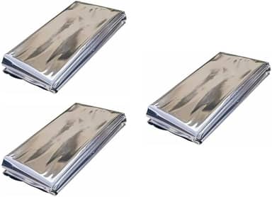Kit 3 Mantas Térmicas Aluminizada Prateada, 2,10m x 1,40m, 3 Unidades, Proteção até 6°C, Cobertor de Sobrevivência, Isolante Térmico para Camping, Trilha, Primeiros Socorros e Frio Extremo