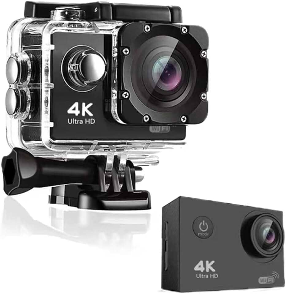 Filmadora 4K, Camera Filmadora, 4K Câmera à Prova d'água Subaquática de 20MP com EIS, Câmera de Ação, Camera 4K, Camera para Capacete de Moto, Câmera Sports Prova d´água Fotográfica, A-54