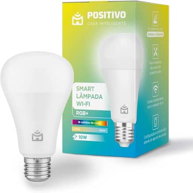 Smart Lâmpada Wi-Fi RGB LED 10W, Cores Mais Vibrantes (até 16 milhões de combinações), Branco Quente e Frio, 1100 Lúmens, Bivolt, Positivo Casa Inteligente, Compatível c/Alexa e Google Assistente