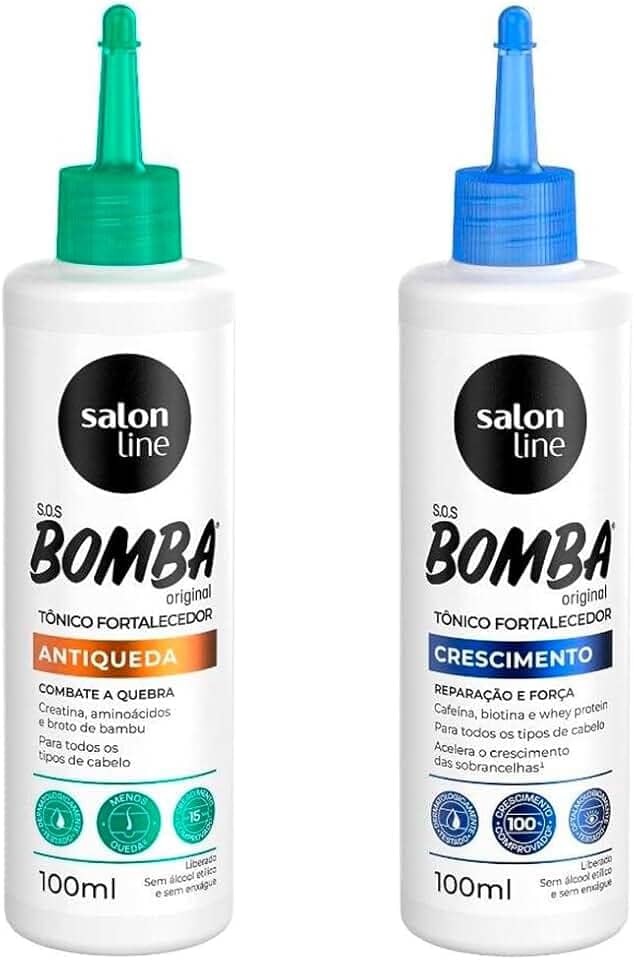 Salon Line, SOS Bomba Original, Kit Tônicos Crescimento Acelerado + Antiqueda, Produtos Não Veganos - Para Todos os Tipos de Cabelos, 100 ml