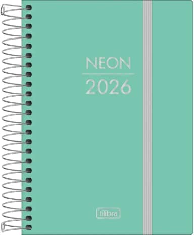 Tilibra - Agenda Espiral Diária 11,7x 16,4 cm Neon 2026 - Verde