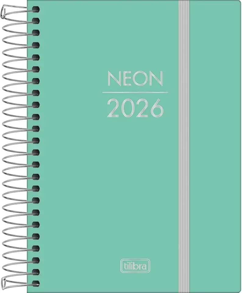 Tilibra - Agenda Espiral Diária 11,7x 16,4 cm Neon 2026 - Verde