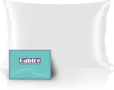 Fronha de seda amoreira para cabelos e pele que previne acne, ambos os lados, fronhas de seda verdadeira, fronha de seda orgânica com zíper oculto, branca, padrão (50 cm × 66 cm)