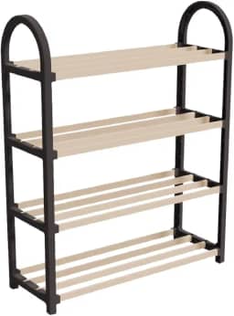 Sapateira de Madeira Maciça com 4 Níveis Fácil Montagem - Preto