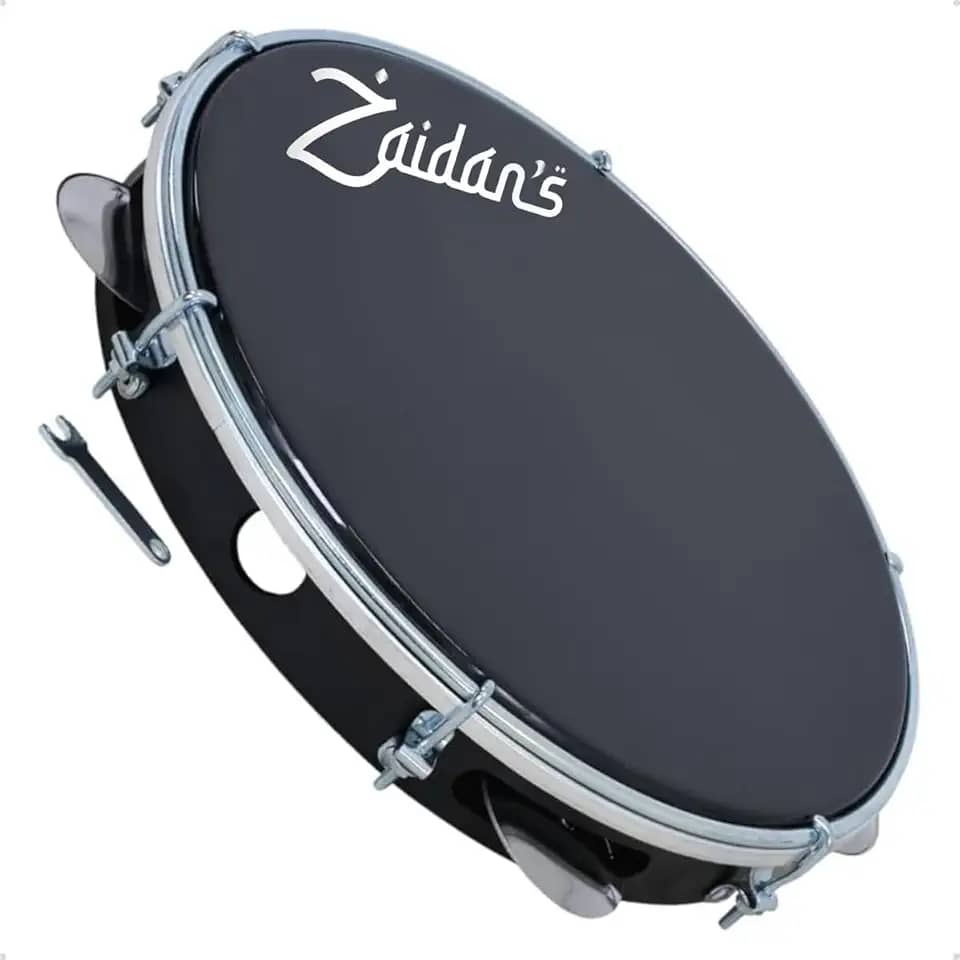 Zaidan’s Pandeiro Profissional 10" ABS Pele Preta – leve 490 g, som encorpado – 10 platinelas, 27 cm diâmetro