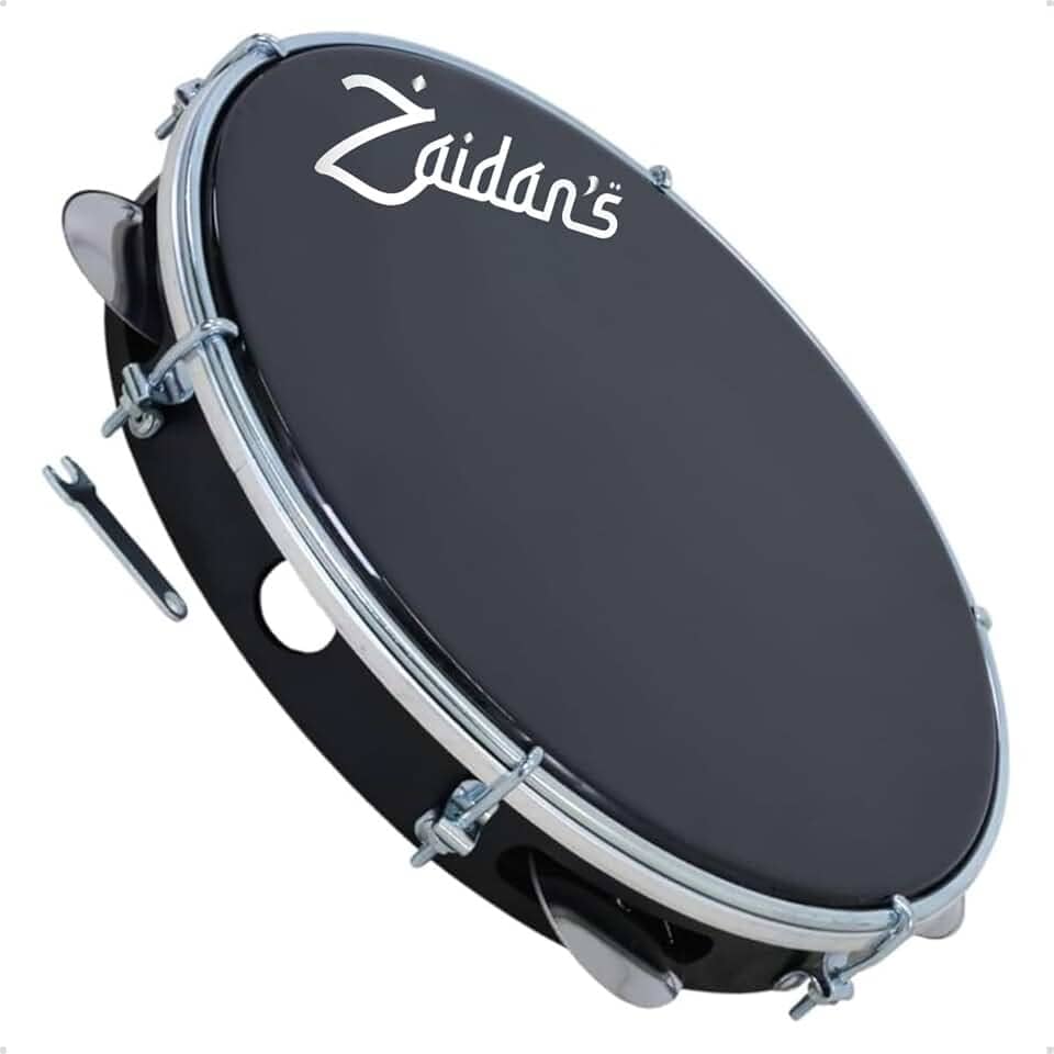 Zaidan’s Pandeiro Profissional 10" ABS Pele Preta – leve 490 g, som encorpado – 10 platinelas, 27 cm diâmetro