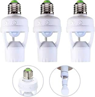 Kit 3 Sensores De Presença Com Fotocélula Soquete Lampâda E27 Bivolt Iluminação Automática com Detecção Movimento 360° e Economia de Energia