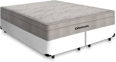 Cama Box + Colchão de Molas Ensacadas - AirTech SpringPocket - Ortobom (BRANCO, Queen)