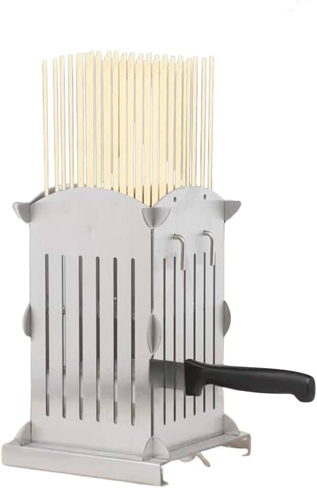 Caixa para fazer kebab de 49 furos com facas, máquina de espeto de carne de aço inoxidável, ferramenta de churrasco rápida para fazer espetos, fácil de desmontar, durável e lavável na lava-louças para