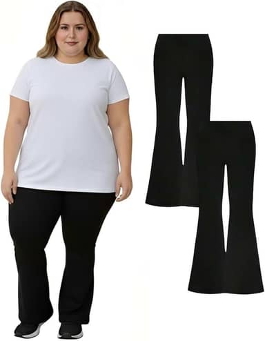 Kit 2 Calça Legging Flare Bailarina Feminina Plus Size Preta