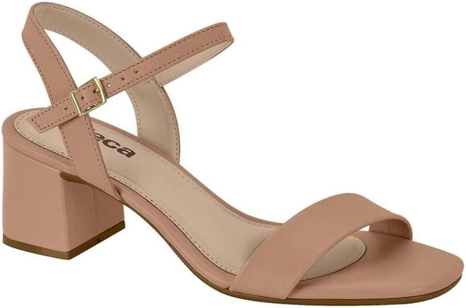 Sandalia Feminina Moleca Salto Bloco Tira Napa