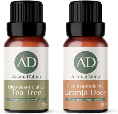 Kit Óleo Essencial Indispensáveis - A Laranja Doce Ajuda a Diminuir Tensão, Ansiedade e Insônia - Melaleuca É Revigorante e Revitalizante | 100% puros e naturais testados por Cromatografia - Aroma D’alma