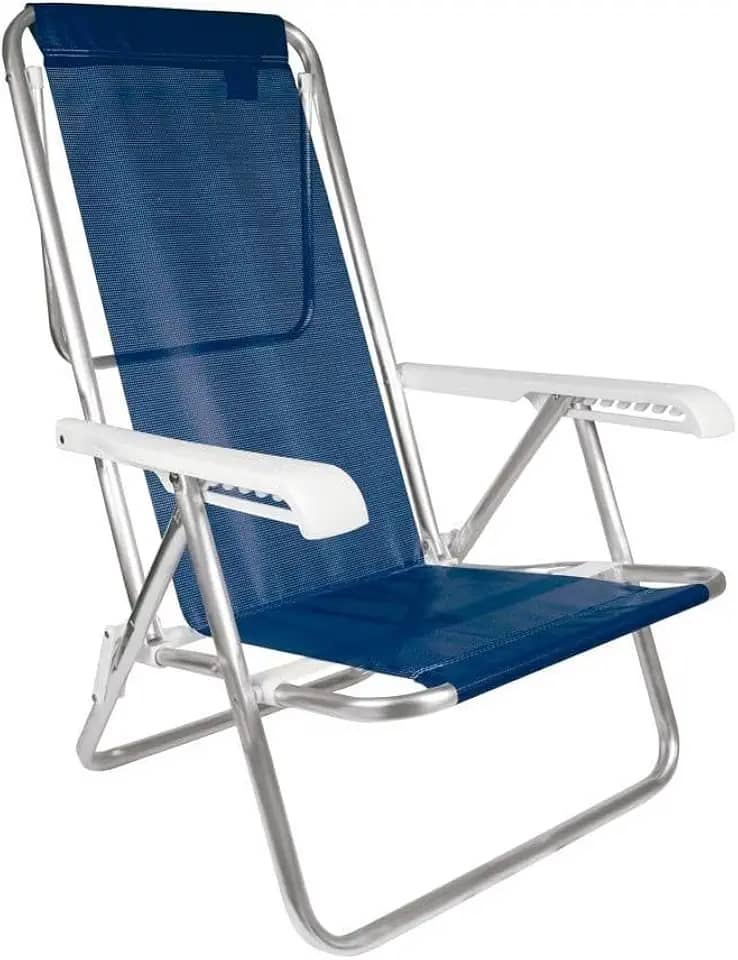 Cadeira De Praia Piscina Reclinável 8 Posições Alumínio - ORIGINAL MOR (2295- AZUL MARINHO)