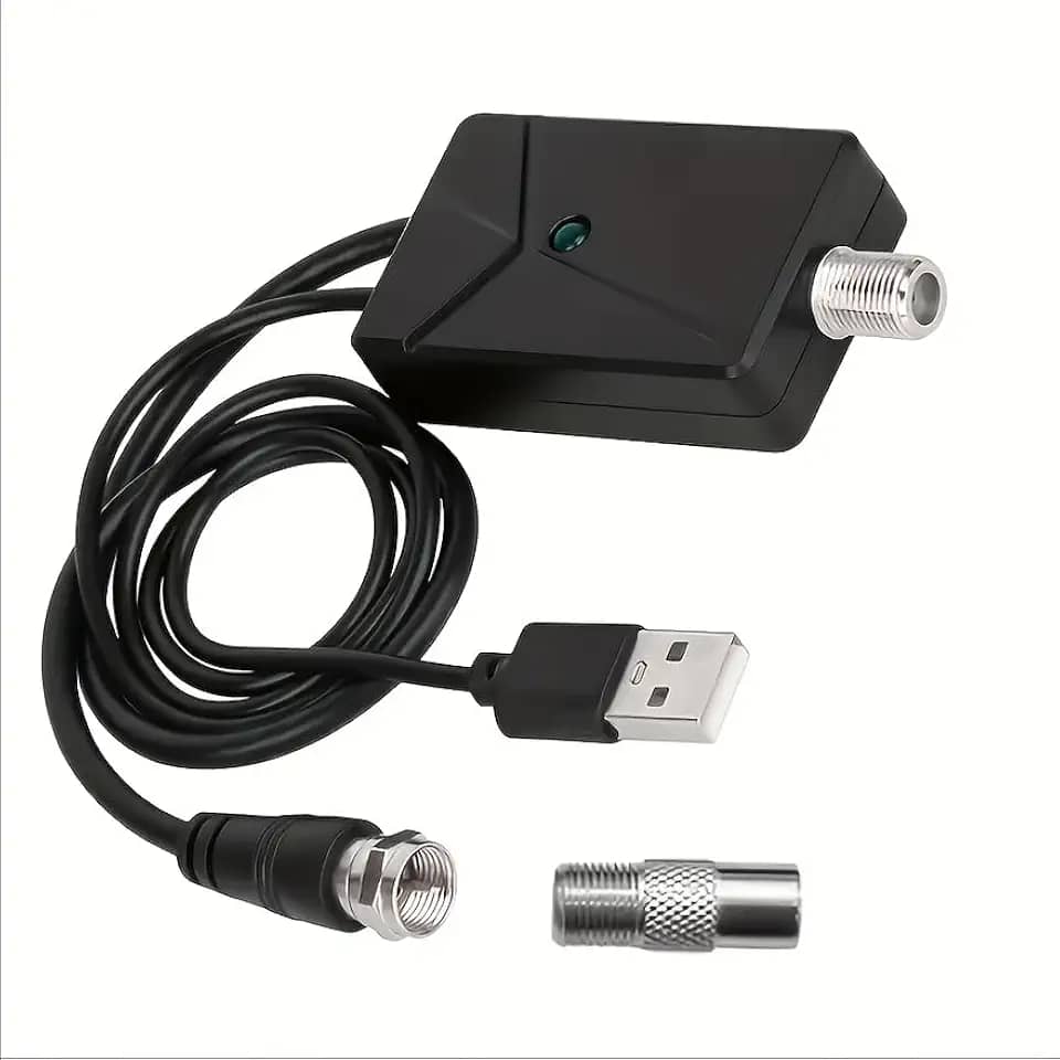 Amplificador de antena de TV digital de alta definição de 30 dB – transparente, baixo ruído, alimentado por USB, ideal para Smart TVs e TV a cabo, uso interno, tensão operacional de 5 V, sem