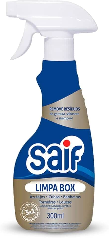 Limpa Box Com Gatilho Saif 300Ml, Saif, Limpador Box De Banheiro Spray, Azul, Limpa, Perfuma e Desengordura, Facilitando Sua Vida, Maximizando Toda Limpeza