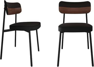Metalig 2 Cadeiras Alloa Fixa C/4 Pés 50 X 44,7 X 83,8 cm - Contemporâneo com Toques Retrô - Aço, Tecido - Preto