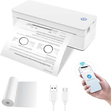 Impressora térmica portátil, impressora móvel A4/A5com 1 rolo (50 folhas) de papel térmico Impressoras portáteis para viagem Impressora térmica sem fio Impressora sem tinta para telefones Computador