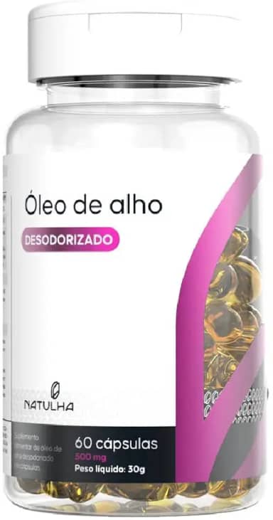 Óleo de Alho Desodorizado (Sem Cheiro) 500mg 60 cápsulas - Natulha
