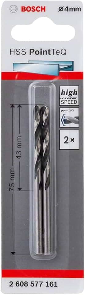 Bosch Broca para Metal Aço Rápido HSS-PointTeQ 4,0mm 2 peças