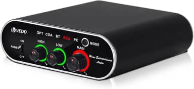 VEDO Mini amplificador de áudio X200, 2×150W 4Ω de potência, Bluetooth 5.0, entradas óptica/coaxial/RCA/PC, som estéreo Hi-Fi para home theater, caixas de som passivas, TV e PC