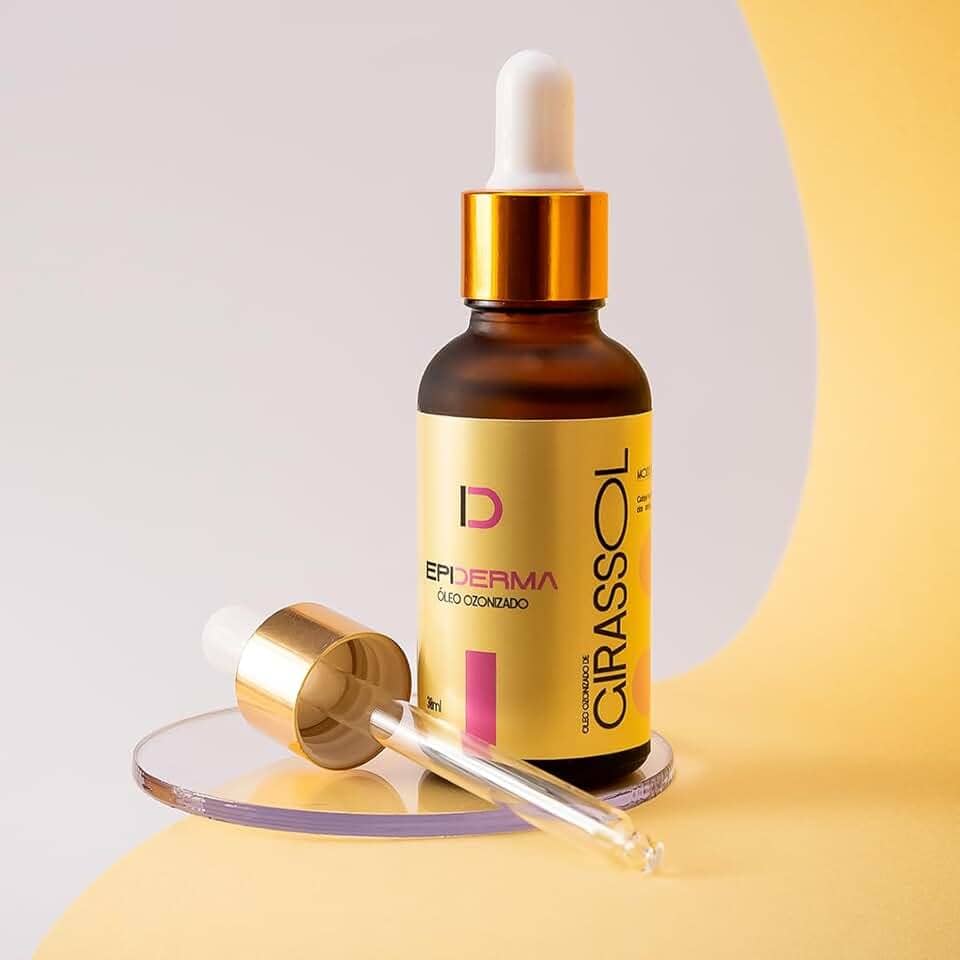 Óleo Ozonizado de Girassol Puro 30mL Cicatrizante Natural e Regenerador da Pele Epiderma