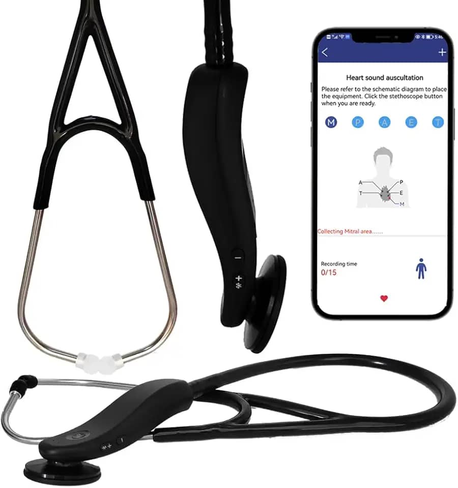 Estetoscópio Digital Bluetooth,CORE Digital Stethoscope,Estetoscópio eletrônico,Estetoscópio médico profissional,Estetoscópio médico