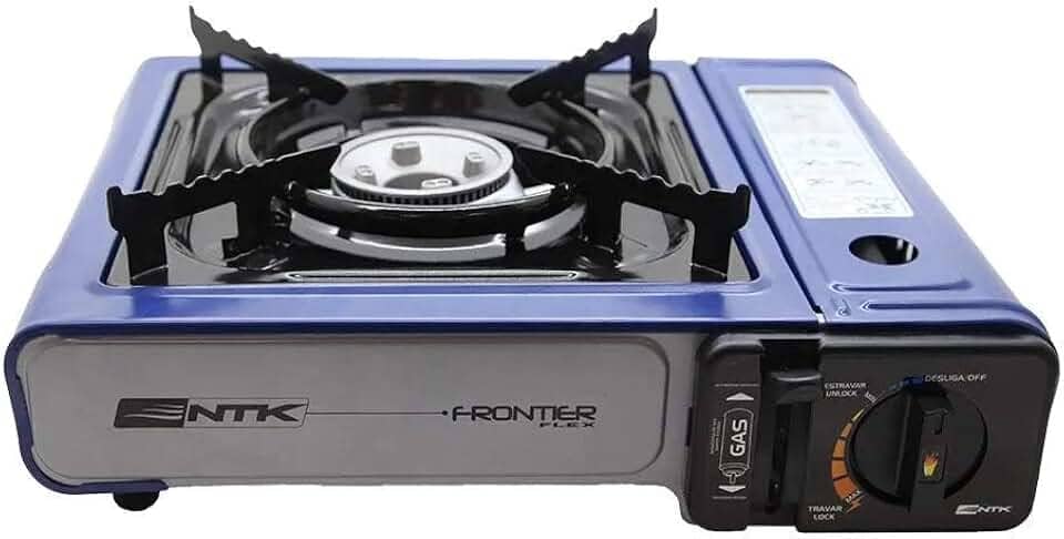 NTK, Fogareiro Frontier Em Aço Esmaltado Com Ignição Eletrônica Apoio De Panela, Chama Regulável, Dispensa Uso De Fósforos, Ideal Para Uso Diário, Camping, Trilha Ou Viagens, Prático E Econômico