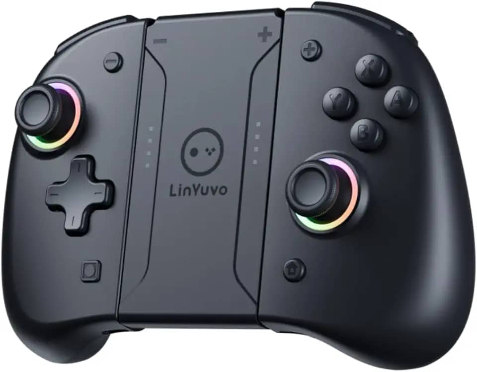 Controle sem Fio para Nintendo Switch Hall Effect Bluetooth, Vibração, Sensor de Movimento, Pega Confortável, Preto Básica