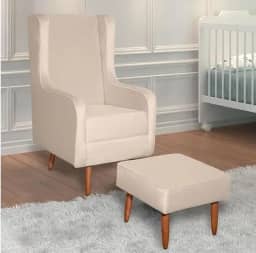 Poltrona Cadeira Descanso Leitura Sala Quarto Amamentação Encosto Alto Linho