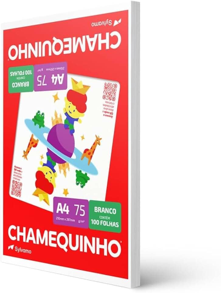 Chamequinho Papel A4, 75 g, 100 Folhas, Branco Sulfite