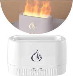 Difusores de Aromaterapia 2 em 1 Difusor de Óleo Essencial para Umidificador com Luz Noturna de Chamas 180 mL Umidificador Silencioso para Difusores de Ar Aroma Doméstico Proteção de Desligamento Automático Sem Água