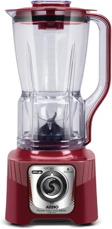 Liquidificador Arno Power Max 2200W XXL LN86, Carmim, com 6 Lâminas Powelix Pro, Copo de 2.25L, Tecnologia Autolock Anti Vazamento e Limpeza Fácil, 110V
