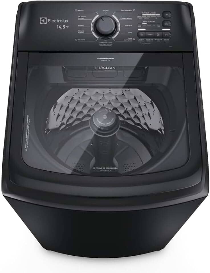 Electrolux Máquina de Lavar Electrolux 14,5kg Preta Efficient Cesto Inox, Jet&Clean e Filtro Fiapos (LEP15) 127V