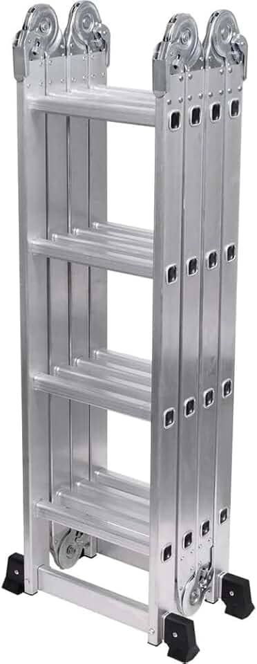 Escada Articulada DobráVel Em AlumíNio 16 Degraus 4x4 Degraus Até 13 PosiçõEs Capacidade De Carga 150 Kg Altura 4,29 M