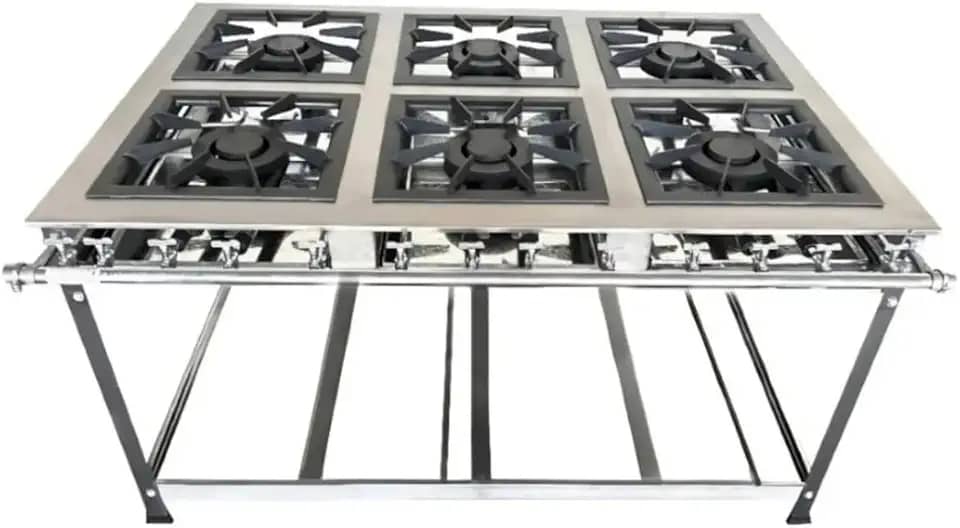 Fogão Industrial 6 Bocas Duplas 30x30 P5 em Aço Inox