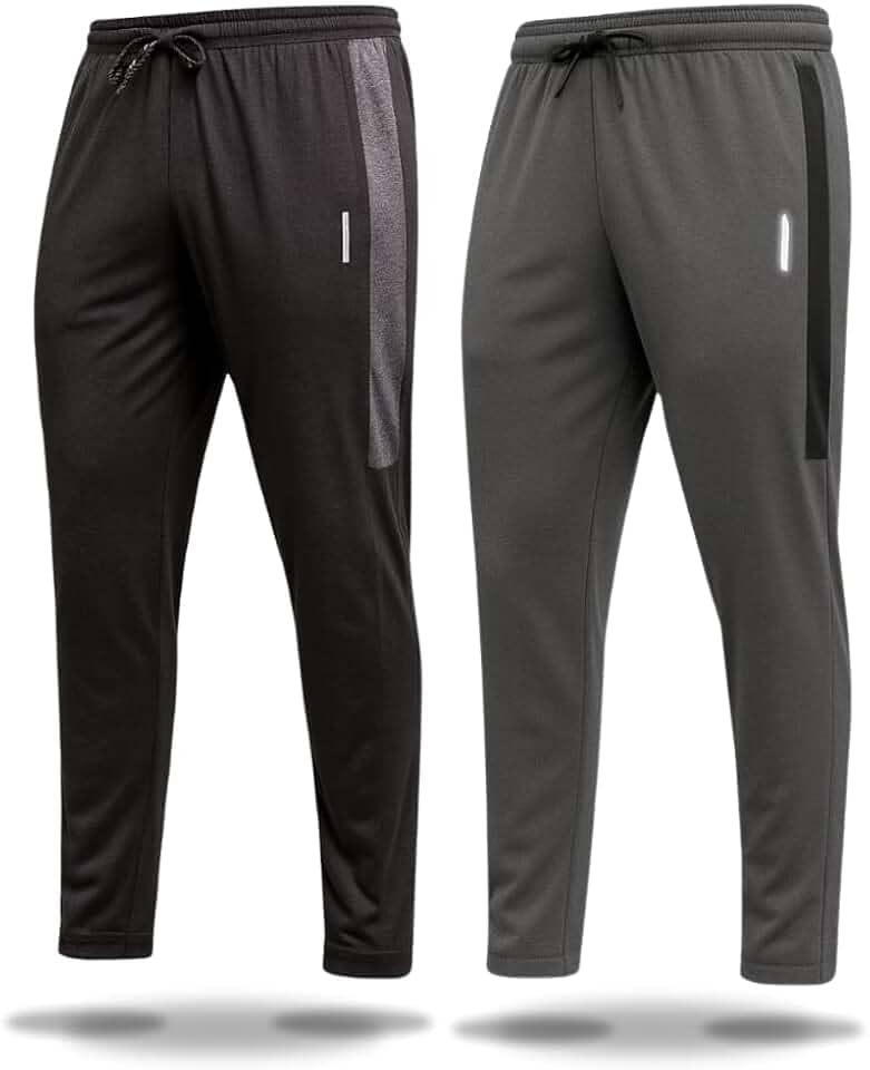 Kit 2 Calças Masculinas Esportivas Slim Fit Preto e Cinza Mescla Calça Comprida