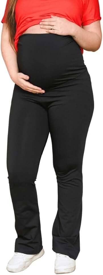 Legging gestante flare suporte barriga alto conforto calça para grávida boca larga ideal mulheres altas bailarina