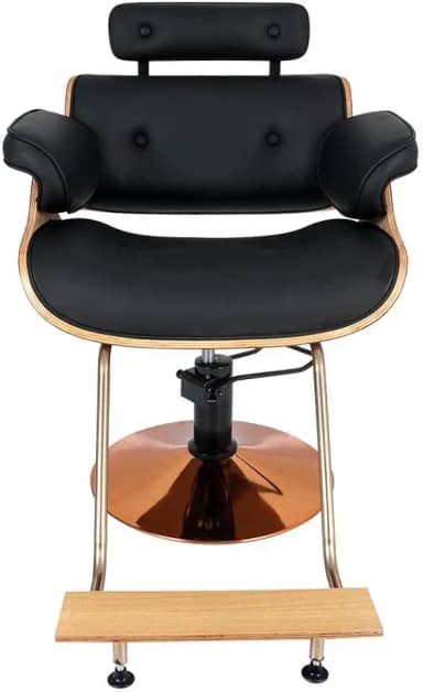 Cadeira Hidráulica Salão Barbeiro Pelegrin Pel-008a Madeira Couro Pu Preto