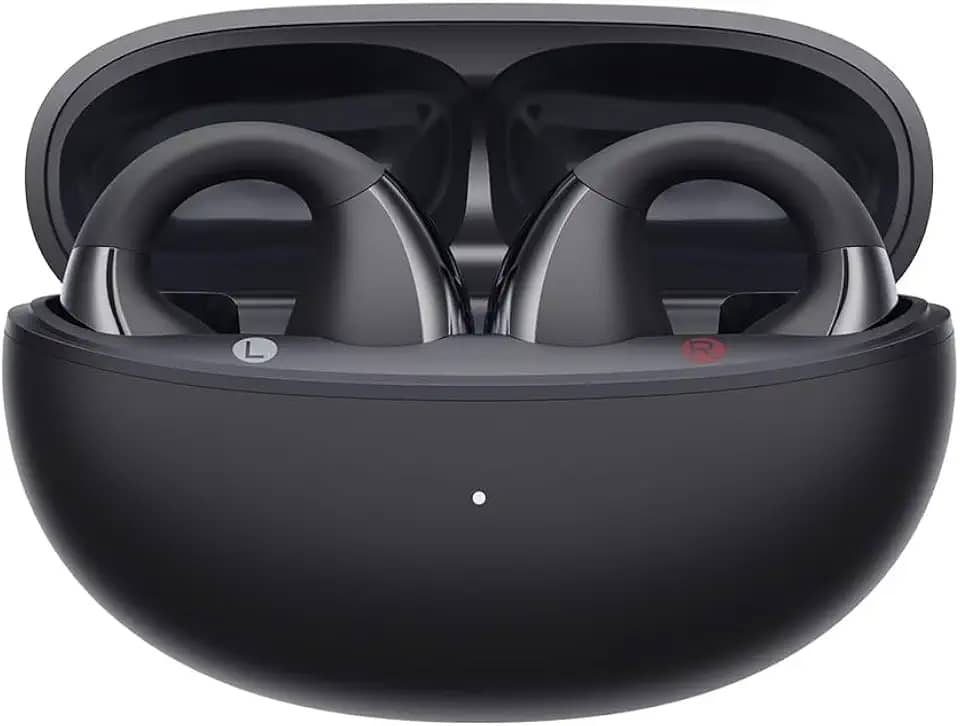 Fones de Ouvido Abertos QCY Crossky C30, Fones Bluetooth 5.4 com Clipe, Conforto Leve, Ajuste Estável, 25 Horas de Reprodução (Preto)