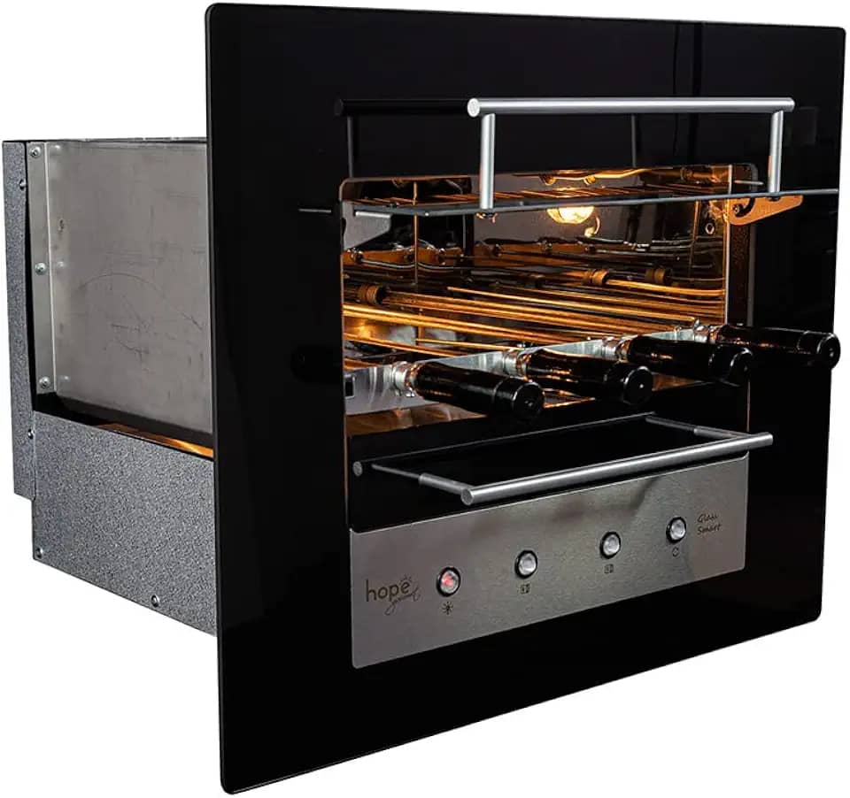 Churrasqueira Assador Gourmet Rotativa Elétrica Embutir 42x52cm Aço Inox Glass Smart 04 220V - Hope