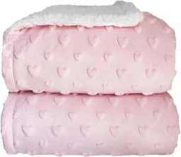Cobertor Donna Laço Bebê Plush com Sherpa Hearts (Rosa Bebê)