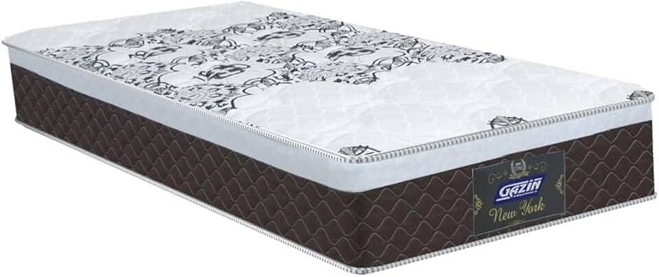 Colchão Solteiro Molas Ensacadas com Euro IN New York Marrom/Branco 88x188x26cm