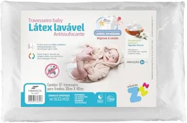 Home Baby Travesseiro Infantil Viscoelástico, Branco, 100% Algodão, 30x20x2,5cm, Tecnologia Anti-sufocante, para Recém-Nascidos de 0 a 1 Ano