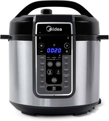 Midea Panela de Pressão Elétrica 6L com 12 receitas pré-programadas, 3 níveis de pressão e display digital, silenciosa e segura com 10 recursos de segurança, 127V