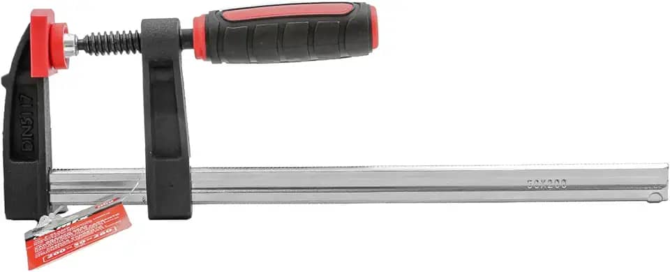 MTX Grampo Para Carpinteiro Tipo Sargento 300 × 50 × 370 Mm – Corpo Em Aço Carbono, Mordentes Antimarca, Cabo Emborrachado Bi-Material, Aperto Ajustável, Ideal Para Colagem E Montagem