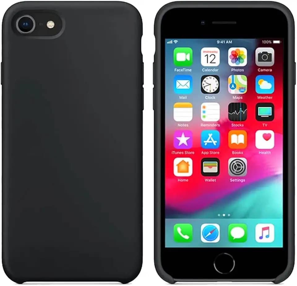 Case Capinha Colorida Capa Slim Flexível Aveludada Compatível Com iPhone 7/8 Vermelha,Preta, Laranja, Amarela, Azul, Rosa, Pink, Branca, Lilás, Marrom, Verde, Roxo ONYK (Preta)