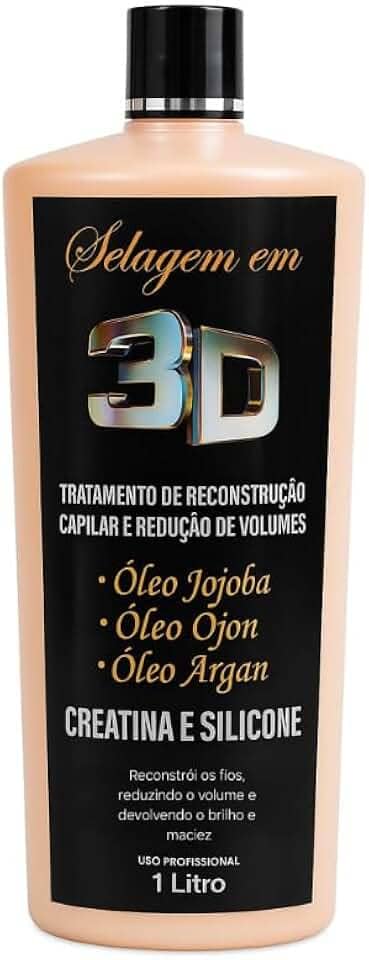 Selagem 3D Profissional 1L – Tratamento Capilar de Reconstrução, Nutrição e Brilho, Com Óleos de Jojoba, Ojon e Argan, Compatível Todos Tipos de Cabelo, Uso Profissional